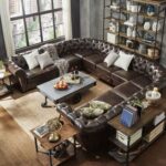 Tufted Scroll Arm Chesterfield 11-seat U-shaped Sectional Sofa-Brown