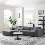 Vitality 4-Piece Sectional Sofa-Dark Grey-Modern Modular Sofa Set for Living Room-Elegant Upholstered L-Shaped Couch with Reversible Ottoman-Spacious Corner Seating-Sturdy Wooden Frame-Soft & Durable Fabric