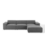 Vitality 4-Piece Sectional Sofa-Dark Grey-Modern Modular Sofa Set for Living Room-Elegant Upholstered L-Shaped Couch with Reversible Ottoman-Spacious Corner Seating-Sturdy Wooden Frame-Soft & Durable Fabric