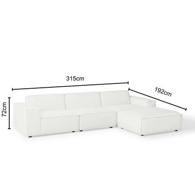 Vitality 4-Piece Sectional Sofa-White - Modern Modular Sofa Set for Living Room - Elegant Upholstered L-Shaped Couch with Reversible Ottoman - Spacious Corner Seating - Sturdy Wooden Frame - Soft & Durable Fabric - Image 3