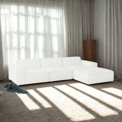 Vitality 4-Piece Sectional Sofa-White - Modern Modular Sofa Set for Living Room - Elegant Upholstered L-Shaped Couch with Reversible Ottoman - Spacious Corner Seating - Sturdy Wooden Frame - Soft & Durable Fabric - Image 5