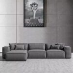 Nordic Modular Sofa-Grey-Scandinavian-Inspired Modular Upholstered Sofa-Minimalist Design with Clean Lines-Comfortable Plush Cushions-Customizable Configuration for Flexible Seating-Durable Frame Construction-Ideal for Modern Living Rooms and Contemporary Interiors