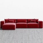 Nordic Modular Sofa-Red-Scandinavian-Inspired Modular Upholstered Sofa-Minimalist Design with Clean Lines-Comfortable Plush Cushions-Customizable Configuration for Flexible Seating-Durable Frame Construction-Ideal for Modern Living Rooms and Contemporary Interiors
