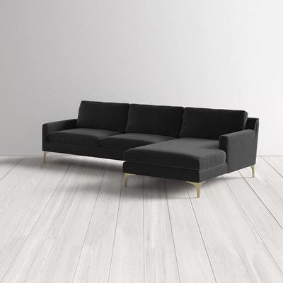Taliah Sectional Sofa with Chaise-Black-Modern L-Shaped Upholstered Sofa-Comfortable Sectional with Attached Chaise Lounge-Plush Cushions and Soft Fabric Upholstery-Durable Frame Construction - Image 2