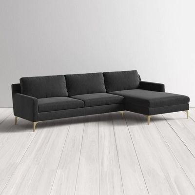 Taliah Sectional Sofa with Chaise-Black-Modern L-Shaped Upholstered Sofa-Comfortable Sectional with Attached Chaise Lounge-Plush Cushions and Soft Fabric Upholstery-Durable Frame Construction - Image 3
