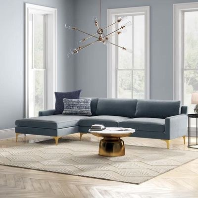 Taliah Sectional Sofa with Chaise in Dusty Blue - Image 3