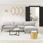 Taliah Sectional Sofa with Chaise in Light Grey