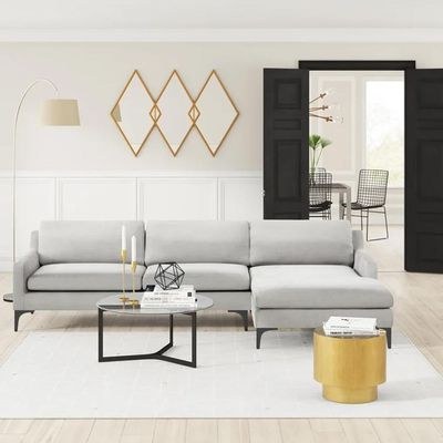 Taliah Sectional Sofa with Chaise in Light Grey
