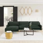 Taliah Sectional Sofa with Chaise-Dark Green-Modern L-Shaped Upholstered Sofa-Comfortable Sectional with Attached Chaise Lounge-Plush Cushions and Soft Fabric Upholstery-Durable Frame Construction