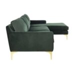 Taliah Sectional Sofa with Chaise-Dark Green-Modern L-Shaped Upholstered Sofa-Comfortable Sectional with Attached Chaise Lounge-Plush Cushions and Soft Fabric Upholstery-Durable Frame Construction