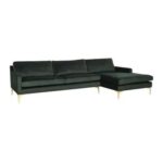 Taliah Sectional Sofa with Chaise-Dark Green-Modern L-Shaped Upholstered Sofa-Comfortable Sectional with Attached Chaise Lounge-Plush Cushions and Soft Fabric Upholstery-Durable Frame Construction