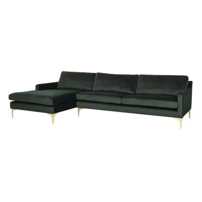 Taliah Sectional Sofa with Chaise-Dark Green-Modern L-Shaped Upholstered Sofa-Comfortable Sectional with Attached Chaise Lounge-Plush Cushions and Soft Fabric Upholstery-Durable Frame Construction - Image 4