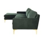 Taliah Sectional Sofa with Chaise-Dark Green-Modern L-Shaped Upholstered Sofa-Comfortable Sectional with Attached Chaise Lounge-Plush Cushions and Soft Fabric Upholstery-Durable Frame Construction