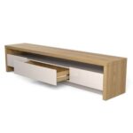 Sylvan Modern TV Stand for Up to 65-Inch TVs - Oak & White Finish Entertainment Console - Stylish Media Unit with Cabinets & Open Shelves - Contemporary Wooden TV Cabinet for Living Room - Space-Saving Design