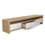 Sylvan Modern TV Stand for Up to 65-Inch TVs - Oak & White Finish Entertainment Console - Stylish Media Unit with Cabinets & Open Shelves - Contemporary Wooden TV Cabinet for Living Room - Space-Saving Design