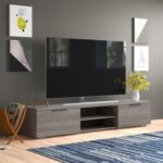 Ansel TV Stand for TVs up to 78 Inch-Grey-Modern Entertainment Console-Spacious Media Unit with Open Shelves and Cabinets-Sturdy Design for Flat-Screen TVs up to 78 Inches-Sleek Contemporary Finish-Ideal for Living Room or Media Room