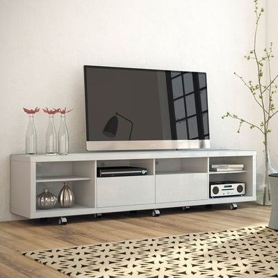 Heanor TV Stand for TVs up to 70 Inch-White-Contemporary Entertainment Console-Stylish Media Stand with Open Shelves and Cabinets-Durable Design for Flat-Screen TVs up to 70 Inches-Modern Wood Finish-Ideal for Living Room or Media Setup