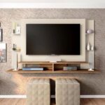 Domino Wall Mounted TV Unit & Entertainment Centre - Floating Wall Panel with Shelves - Modern Space-Saving TV Cabinet for Living Room - Sleek Wooden Finish - Wall Display Panel for TVs & Décor - Contemporary Media Console