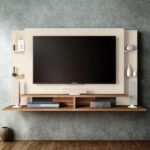 Domino Wall Mounted TV Unit & Entertainment Centre - Floating Wall Panel with Shelves - Modern Space-Saving TV Cabinet for Living Room - Sleek Wooden Finish - Wall Display Panel for TVs & Décor - Contemporary Media Console