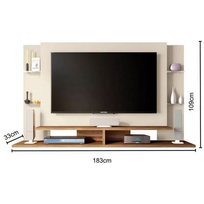 Domino Wall Mounted TV Unit & Entertainment Centre - Floating Wall Panel with Shelves - Modern Space-Saving TV Cabinet for Living Room - Sleek Wooden Finish - Wall Display Panel for TVs & Décor - Contemporary Media Console - Image 5