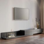 Nordic Extendable TV Stand & Media Console with 3 Drawers – 80-Inch Black Entertainment Unit - Modern Adjustable TV Cabinet for Up to 85-Inch TVs - Sleek Design with Ample Storage - Sturdy Wooden Construction - Ideal for Contemporary Living Rooms