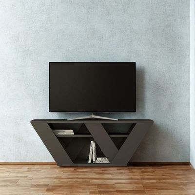JVC Modern TV Stand for Up to 50-Inch TVs - Sleek Black Entertainment Console - Contemporary Media Unit with Open Shelves & Storage - Durable Wooden Frame - Stylish Living Room TV Cabinet - Space-Saving Design - Image 4