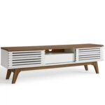Thread Engineered Wood TV Stand with Storage Doors up to 55 inch-Brown & Off White