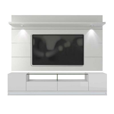 Vanderbilt TV Stand and Cabrini 2.2 Floating Wall TV Panel with LED Lights in White Gloss and Black Matte - Image 2