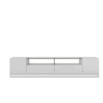 Vanderbilt TV Stand and Cabrini 2.2 Floating Wall TV Panel with LED Lights in White Gloss and Black Matte