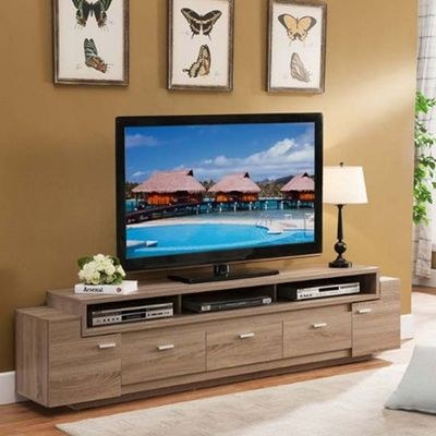 Goliath Multi Drawer Media TV Stand in Oak Color - Image 2