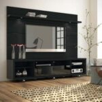 Cabrini TV Stand and Floating Wall TV Panel-Black-Modern Entertainment Console and Wall-Mounted TV Unit-Sleek Floating Design with Storage-Durable Engineered Wood Construction-Stylish Finish for Living Room or Media Room