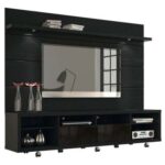 Cabrini TV Stand and Floating Wall TV Panel-Black-Modern Entertainment Console and Wall-Mounted TV Unit-Sleek Floating Design with Storage-Durable Engineered Wood Construction-Stylish Finish for Living Room or Media Room