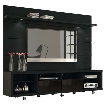 Cabrini TV Stand and Floating Wall TV Panel-Black-Modern Entertainment Console and Wall-Mounted TV Unit-Sleek Floating Design with Storage-Durable Engineered Wood Construction-Stylish Finish for Living Room or Media Room - Image 2