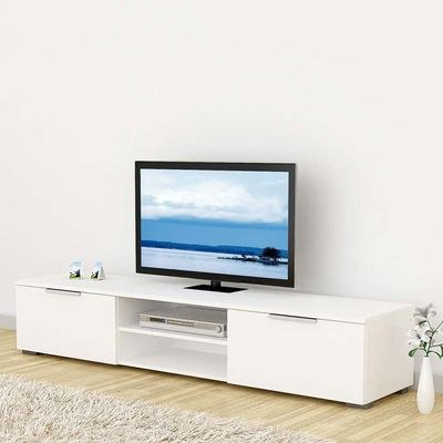 Bestar TV Stand-White-Modern Entertainment Console-Durable Media Cabinet with Storage Shelves and Cabinets-Sleek Design for Living Room or Media Room-Supports Flat-Screen TVs-Stylish Finish-Functional and Space-Saving TV Furniture - Image 2