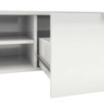 Bestar TV Stand-White-Modern Entertainment Console-Durable Media Cabinet with Storage Shelves and Cabinets-Sleek Design for Living Room or Media Room-Supports Flat-Screen TVs-Stylish Finish-Functional and Space-Saving TV Furniture