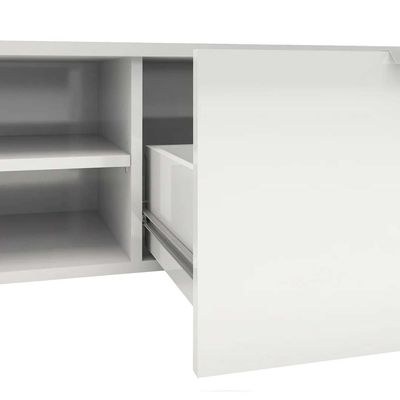 Bestar TV Stand-White-Modern Entertainment Console-Durable Media Cabinet with Storage Shelves and Cabinets-Sleek Design for Living Room or Media Room-Supports Flat-Screen TVs-Stylish Finish-Functional and Space-Saving TV Furniture - Image 5