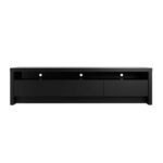 Sylvan TV Stand-Black-Contemporary Entertainment Console-Stylish Media Unit with Open Shelves and Cabinets-Durable Construction for Flat-Screen TVs-Modern Design for Living Room or Media Room-Elegant Finish