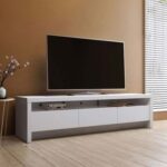 Sylvan TV Stand-White-Contemporary Entertainment Console-Stylish Media Unit with Open Shelves and Cabinets-Durable Construction for Flat-Screen TVs-Modern Design for Living Room or Media Room-Elegant Finish