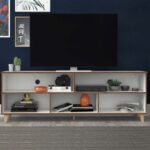 Warren TV Stand White-Modern Entertainment Console-Sleek Media Unit with Ample Storage-Durable Construction for Flat-Screen TVs-Stylish Design for Living Room or Media Room-Contemporary Finish
