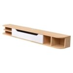 Amazon Wall-Mounted Media Console-Oak & White-Modern Floating Entertainment Unit-Space-Saving Wall-Mounted TV Stand-Sleek Design with Storage Shelves-Durable Construction for Living Room or Media Room-Stylish and Functional Media Storage Solution