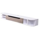 Amazon Wall-Mounted Media Console-White-Modern Floating Entertainment Unit-Space-Saving Wall-Mounted TV Stand-Sleek Design with Storage Shelves-Durable Construction for Living Room or Media Room-Stylish and Functional Media Storage Solution