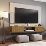 Amber TV Floating Panel UpTo 65 inch TV-Oak & White