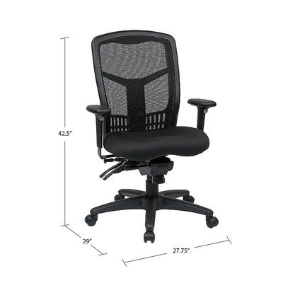 Office Star ProGrid High Back Managers Chair with Adjustable Arms, Multi-Function and Seat Slider (Black) - Image 3