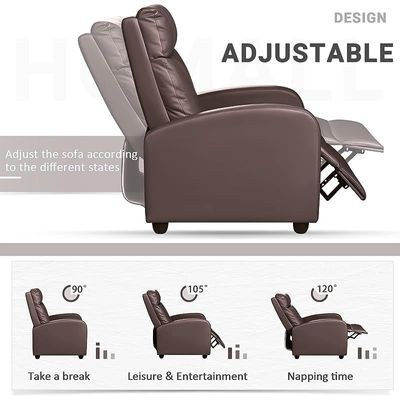 Ultimate Modern Single Recliner Sofa Padded Seat Brown with Leatherite PU - Image 4