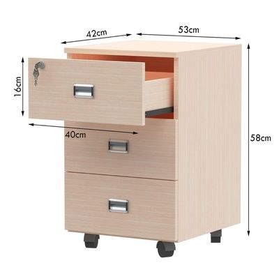 Stazion 3 Drawer Mobile Storage Unit Oak - Image 5