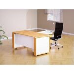 Zelda Melamine M191-16 L Shape Modern Desk Side Return Storage Unit with 2 Drawers - Light Walnut/White