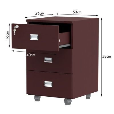 Stazion 3 Drawer Mobile Storage Unit Apple Cherry - Image 5