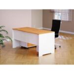 Zelda Melamine 246 16 L Shape Modern Desk Side Return Storage Unit with 2 Drawers - Light Walnut/White