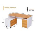 Zelda Melamine 246 16 L Shape Modern Desk Side Return Storage Unit with 2 Drawers - Light Walnut/White