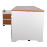 Zelda Melamine 246 16 L Shape Modern Desk Side Return Storage Unit with 2 Drawers - Light Walnut/White